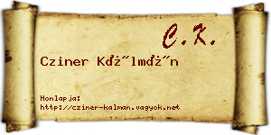 Cziner Kálmán névjegykártya